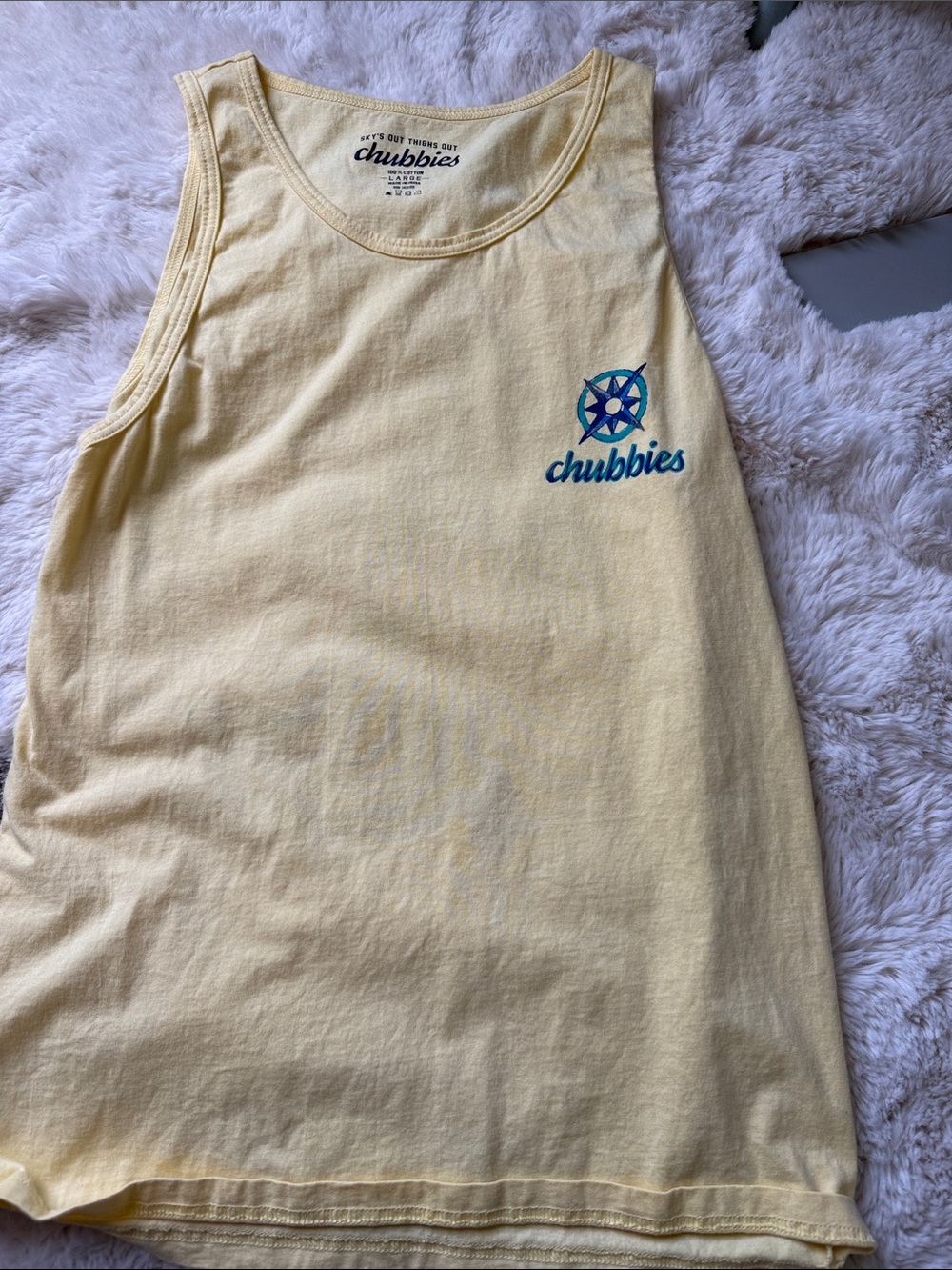 Chubbies Yellow Tank Top with Compass Logo